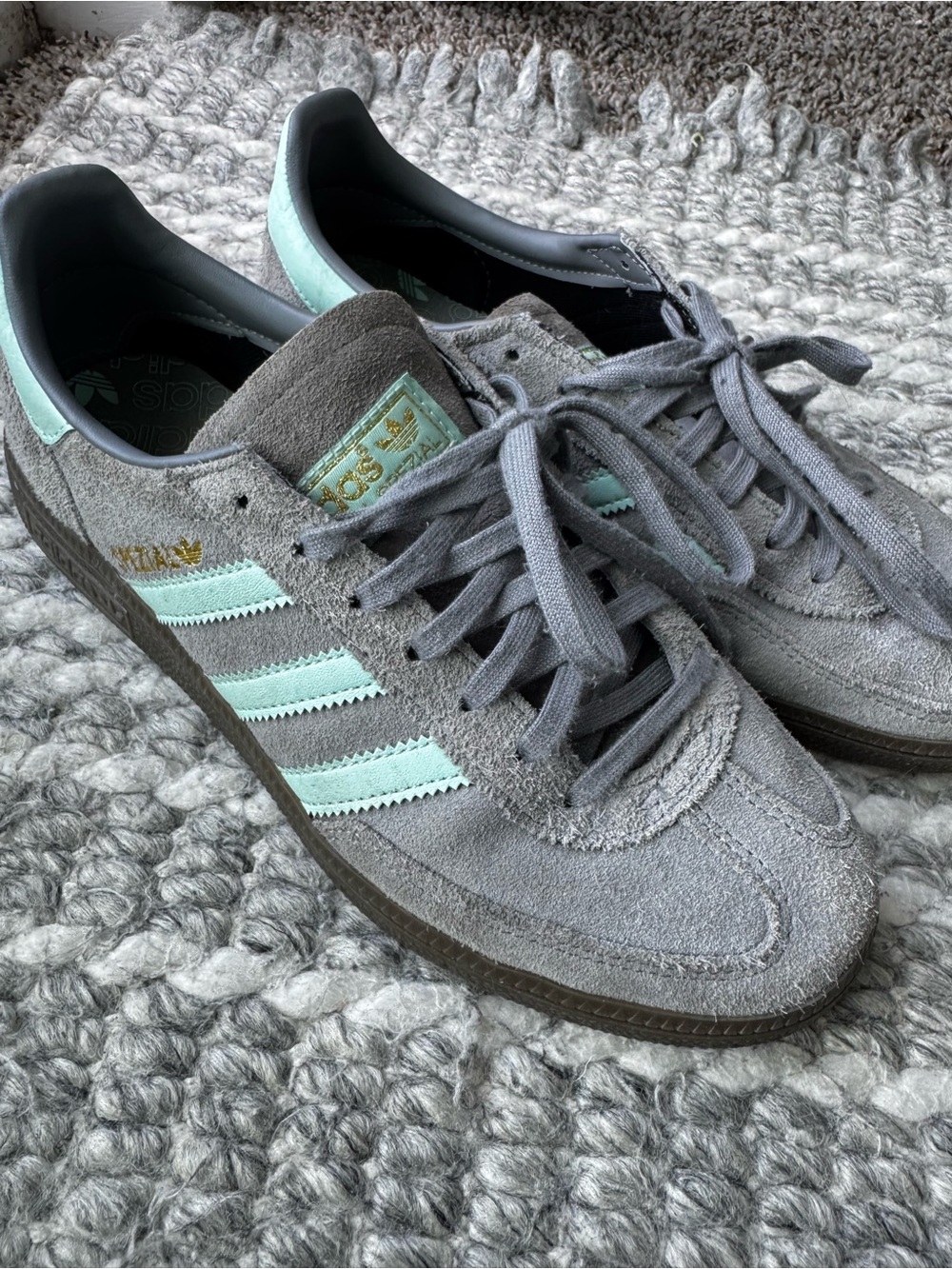 Adidas Spezial Suede Sneakers - Gray with Mint Stripes